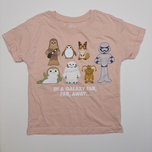 Disney Parks Star Wars Galaxy’s Edge Trading Outpost Kids Pink Medium 7-8 Shirt - Picture 1 of 6